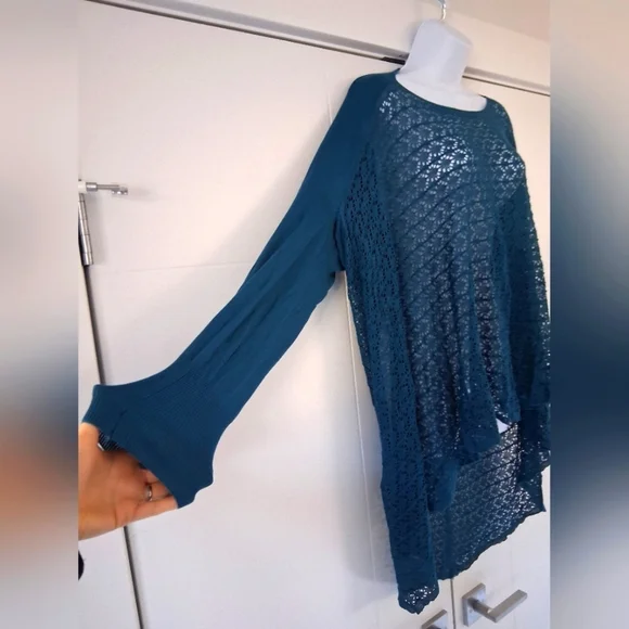 NWT Grace & Lace/ Teal Lace Knit Sweater/ Or Oversized Cardigan/ Size US L to 1X - Picture 6 of 11